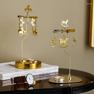 Candle Holders Design Golden Holder Rotating Pillar Cup Small Metal Nordic Decoracion Para El Hogar Room Decoration