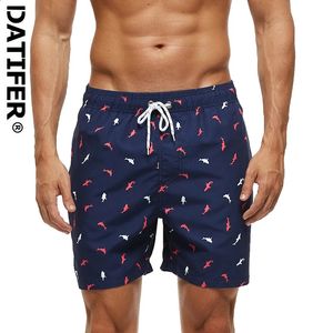 DATIFER Summer Fashion Polyester Men Shorts Beach Quick Dry Printing Swimsuit Plus Size Mesh Liner Surfing Gym 240407