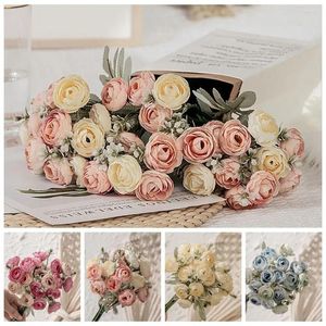 Fiori decorativi regalo bouquet da sposa 18 teste ornamenta ornamento tè boccioli di rosa decorazione domestica artificiale floreale floreale