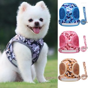 Dog Collars Pet Harness Camouflage Reflective Dogs And Leash Set Kitten Puppy Breathable Nylon Mesh Vest Supplies