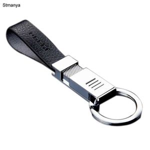 Keychains Lanyards New Fashion High-end leather Keychain Car Key Chain Ring high-end single ring Keyring For Best Gift wholesale #17126 Q240403