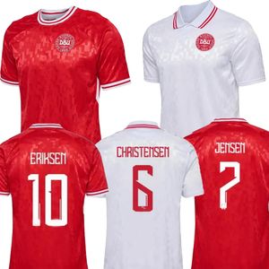 24-25 Danmark Soccer Jerseys Anpassade thailändska kingcaps Lokal onlinebutik Design 5 Maehle 10 Eriksen 12 Dolberg 9 Braithwaite 7 Skov 6 Christensen Wear