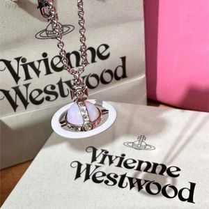 Designer Viviane Westwood Jewelry Empress Dowager XIS Limited Baking Paint Track Threedimensional Saturn Orb Necklace Niche Light Luxury Highend Sweater Chain PE PE