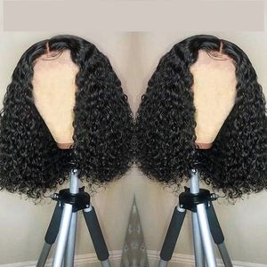 Kobiet Peruka Kinky Curly Bob Wig Bobo Head Zestaw ludzkiej peruce włosów 4x1 t Style 150 %