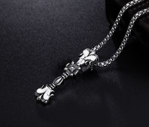 High quality Chrome necklace flame cross pendant necklace Hip Hop niche design retro personality fashion designer jewelry gift