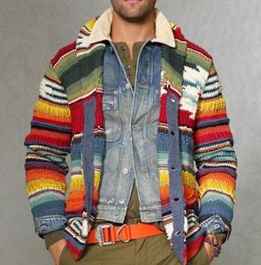 HEFLASHOR MENS CARDIGAN MAGNI A RAINBOW STEATER AUTUNGLIA CALDO MIGLIO DI NATALE CAMPO DI MACCHIO CHUASTO CHUAD COLLAR COPPE