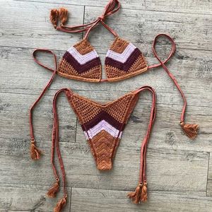 Women's Swimwear Womens custom crochet bikini set handmade knitted swimwear high-quality swimwear J240403