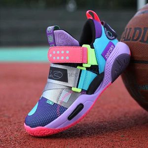 Athletic Outdoor Basketball Shoes Male Sneaker Boy Outdoor Wear-Resistent High-Elastic Tennis Air Training Shoes Child Sports Shoes 240407