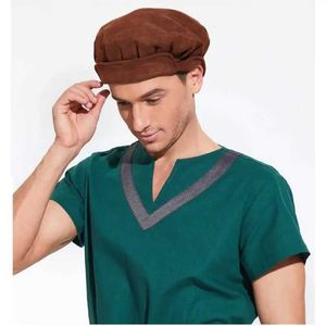 Stingy Brim Hats Dazcos Soft Fleece Warm Middle Agees Hat Beret Renaissance Mens and Womens Festival Clothing Accessories Q240403