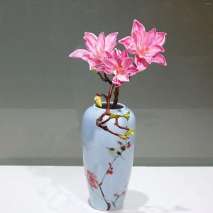 Decorative Flowers Simulation Magnolia 3 Head Home Decoration Soft Wedding Flower Art