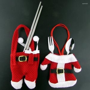 Servis uppsättningar julkläder byxor kniv och gaffkäskor silver med bestick bordsvarhållare ficka jultomten 2024 år presentpåse
