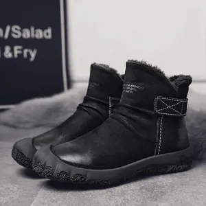 Casual Shoes Men's Leather Boots-winter Warm-fleece-thickened Fur-all-in-one Waterproof And Skid-proof Boots