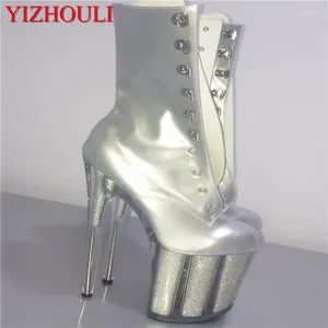 Dance Shoes Sexy Knight's 8 "high Heel Ankle Boot Autumn/winter 20cm Silver Sparkly Pole Dancing