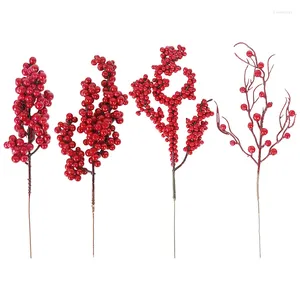 Decorative Flowers 5Pcs Artificial Christmas Berry Red Foam Berries 4 Types Branches For DIY Wreath Supply Xmas Tree Decorations