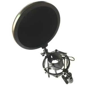 Stand Profesyonel mikrofon mikrofon şok montajı, kalkan ile eklemli kafa teleskopu yüksekliği mikrofon tutucu stand braketi