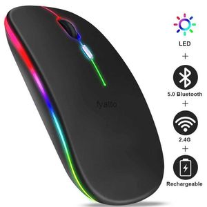 Myszy Bluetooth bezprzewodowy mysz laptop iPad Tablet ładowanie LED RGB Podświetlenie 2.4G USB Przenośna konsola gier H240407