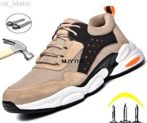 Güvenlik Ayakkabıları Çalışma 2022 Yeni Sneaker Steel Toe Erkekler Yıkılamaz Nefes Beklenemez Hafif Spor Ayakkabı Ponksproof Boots L2209216512786