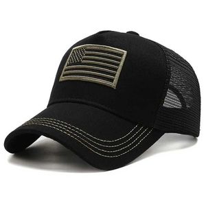 Ball Caps US Flag Net Baseball Hat Summer Bacible Męs Taktyczny Unisex Hip Hop Outdoor Sports Truck Q240404