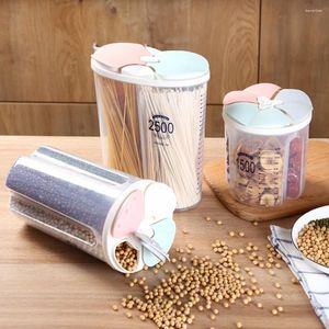 収納ボトル2/3/4グリッドスケールキッチンボックス付き食品容器穀物ナッツ乾燥プラスチックフレッシュシーリング缶