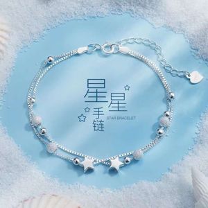 Doppelte Schicht für weibliche Studenten Koreanische Version Frosted Bell mit runden Perlen, fünf spitzen Stern vielseitiges Internet Red Sier plattiertes Armband