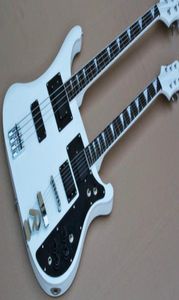 4 6 string white double neck electric guitar with black pickup rosewood scale high quality personalized service5012615