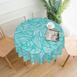 Table Cloth Turquoise Flowers Tablecloth Bedroom Dormitory Dressing Mat Round Desk Decor