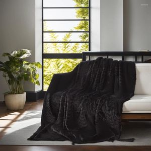 Cobertores manto de pele Faux clássica de pelúcia macia e macio para sofá de sofá preto 50x60inch