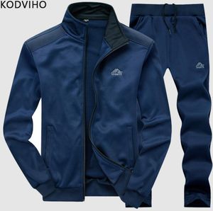 Trailsuit Erkekler 2 Parça Track Suit Mens Bahar Sonbahar Katı İzler Set Man Sportwear Sets Beyzbol Yakası Ceket Sıkışları L4629799