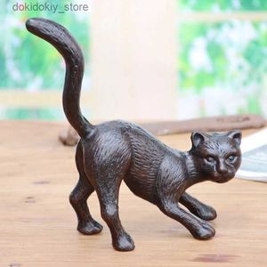 Arts and Crafts Retro Cast Iron Crafts Black Cat Simulation Animal Statuette Desktop Ornament Childrens Room Layout Nordic Home Decor iftL2447