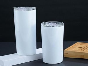 20oz Sublimation Straight Tumbler No Tapered Stainless Steel Wine Insulated Coffee Beer Mug Double Wall Cup with Straw Sea Shippin2268556