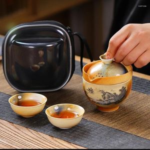 Teaware Sets Travel Tea Set Household Ceramic Teapot Portable Strainer Accessories Simple Kettle Kitchen Supplies