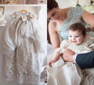 Cheap Little Christening Gowns For Baby Girls Beads Appliqued Overskirts Baptism Dresses With Bonnet Lace First Communication Dres6038972