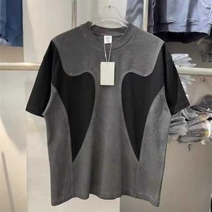 T-shirt maschile estate grigio patchwork da uomo vintage maglietta femminile miglior top in tessuto spesso di qualità 24ss nuove donne maglietta di grandi dimensioni j240402