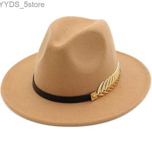 Chapéus de aba larga Balde respirável cor sólida cor clássica elástica preta fedora hat unissex lã feltro jazz elegante masculino wide panamá triangular YQ240407