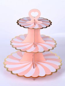 Party Supplies Gold Plated Rotating Petal Tray Cake Stand Display Paper