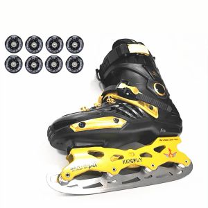 Schuhe Schwarze Goldmodet Student Inline Skates Roller Schuhe mit LED Shine Light Wheel Eisklinge Winter Schnee Skating Patins Jungen Mädchen