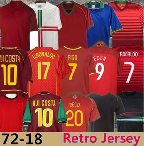 Retro Classic 72 98 1999 Ronaldo Soccer Jerseys 2000 2002 2004 2006 2012 16 18 Portugal Pauleta Rui Costa Figo J.Moutinho Nani Pepe Quaresma Portugieser Football Shirt