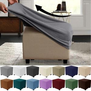 Chair Covers Square Polar Fleece Durable Thicken Storage Stool Stretch Ottoman Cover Furniture Protector Rectangle Footrest Slipcover