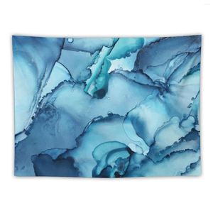 Tapestries The Blue Abyss - Alcohol Ink Painting Tapestry Carpet Wall Home Decorators Decoration For Rooms Hanging