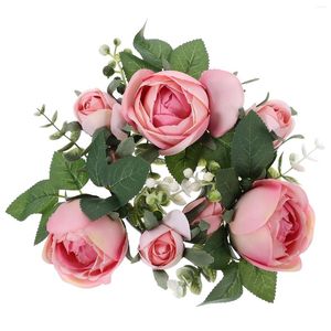 Flores decorativas Bedroom Decore Rings Wedding Decoration Wrinalh Flower Flower Pieces Tabelas Rosa Artificial de seda