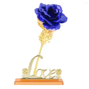 Flores decorativas Folha de ouro Rosa 24k Presente romântico Durável e resistente para celebração de aniversário AMOR AMOR SIMPATIA