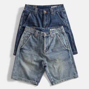 Men's Shorts Mens heavy-duty sand washed denim shorts loose fitting pure cotton retro style J240407
