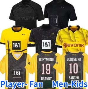 Dortmunds 23 24 Futbol Formaları Çocuk Kiti Dördüncü 4. Özel Sancho 2023 2024 Cup Trikot 50. Yıldönümü Futbol Gömlek Evden Üçüncü Haller Reus Moukoko