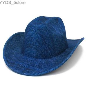 قبعات واسعة الحافة دلو Fedora Trilby Caps Womens Fedoras Jazz Hat Derby Western Cowboy Girl Curly Wool Blow Party Chapeau Sun YQ240407