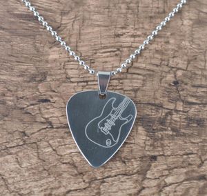 Selling Guitar Pick Pendant Necklace Metal Guitar Pick Necklace Silver8806488