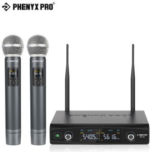 Microphones Phenyx Pro UHF Professionalデュアルワイヤレスマイクステージパフォーマンスカラオケホームシステム230ft/70m 30Frequencies PTU52