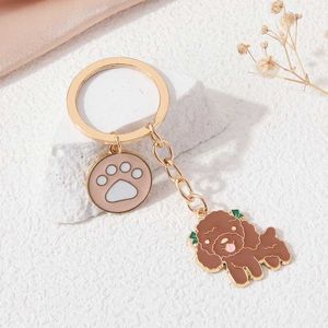 Keychains Lanyards Cute Little Dog Paw Keychain Lovely Animal Enamel Key Chain For Making DIY Jewelry Handmade Findings Accessories Necklace Q240403