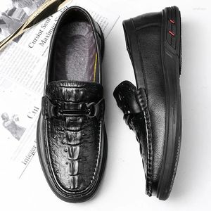 Casual Shoes Design Slip-On Loafers Men Dress Genuine Leather Soft-soled Comfortable Youth Business Work Male 3C