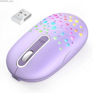 Möss gelékam trådlös mus laddningsbar ergonomisk USB -mus smalslösa möss för bärbar dator PC Purple Pink Mouse för dator Y240407