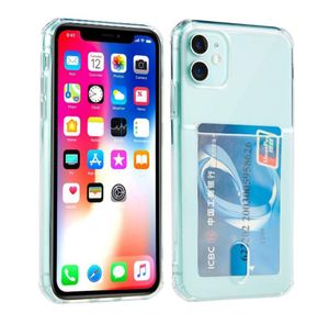 Korthållare Clear Soft TPU Rubber Gel Stuffsäker plånbok Fodral för iPhone 12 Mini 11 Pro Max XR XS 6 7 8 Plus3587671